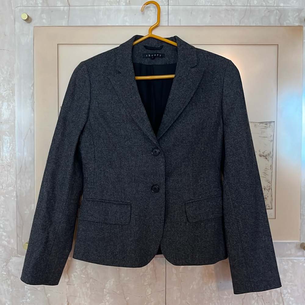 Theory grey wool fitted blazer 6